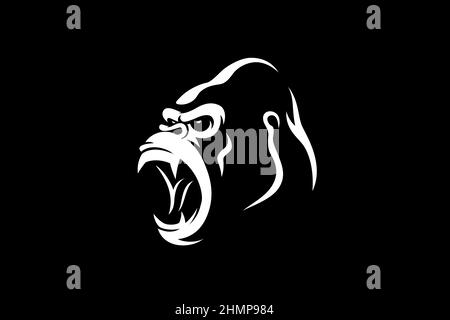Leiter des aggressiven Gorilla Roaring Stock Vektor