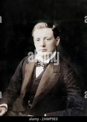 Ein halblanges Porträt von Winston Churchill im Jahr 1900. Winston Churchill 1874-1965. Stockfoto