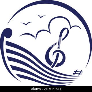 Musiknoten als Segelboot-Logo-Design Stock Vektor