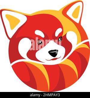 Rundes Logo-Design Mit Rotem Panda Stock Vektor