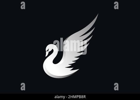 Schlichtes Logo-Design Des Silver Swan Stock Vektor
