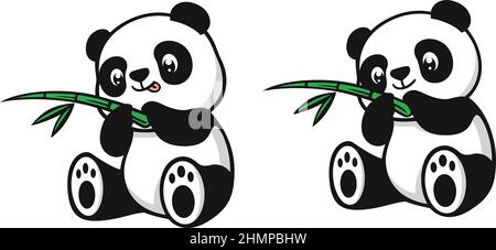 Netter Panda, Der Bamboo Branch Spielt Stock Vektor
