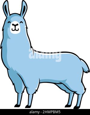 Niedliche Llama Cartoon Charakter Lächelnd Stock Vektor