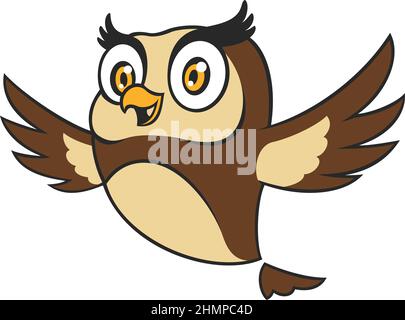 Niedliche Eule Fliegende Cartoon-Charakter-Design Stock Vektor
