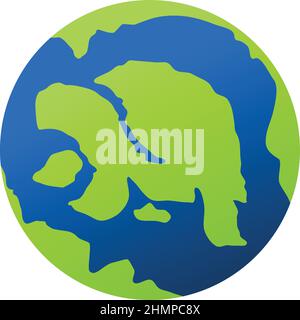 Symbol der Erde mit Hauptkontinent in Form der Schildkröte Stock Vektor