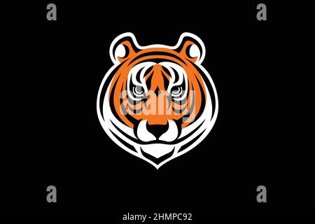 Einfache Umrissgestaltung des Kopfes des bengalischen Tigers Stock Vektor