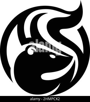 Einfacher Vektor von Skunk mit Buchstabe S-Form Logo-Design Stock Vektor