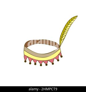 Indisches Stirnband-Symbol im Cartoon-Stil isoliert auf weißem Hintergrund. Accessoire Symbol Vektor-illustrationin handgezeichneter Stil Stock Vektor
