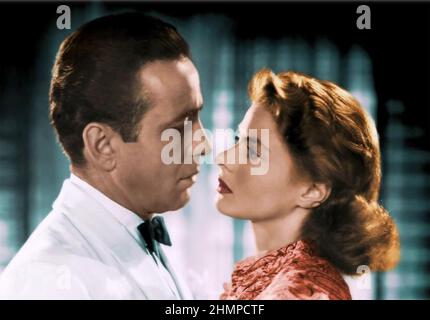 CASCA 1942 Warner Bros. Picturfilm mit Ingrid Bergman und Humphrey Bogart (Clourised Version) Stockfoto
