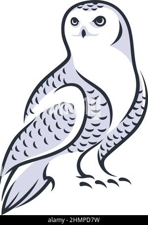 Einfaches elegantes Design von stehenden Snow Owl Vector Stock Vektor