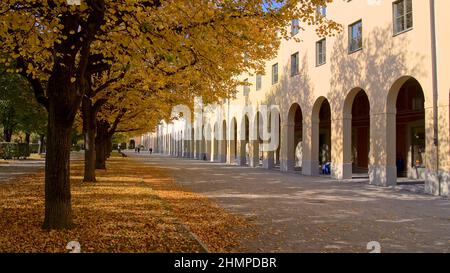 MÜNCHEN, DEUTSCHLAND - 12. OKTOBER 2015: Historisches Gebäude im Münchner Hofgarten, dem Renaissance-Garten der Münchner Residenz, an einem schönen Herbst Stockfoto