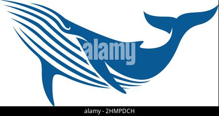 Einfaches Design von Blauwal Vektor Stock Vektor