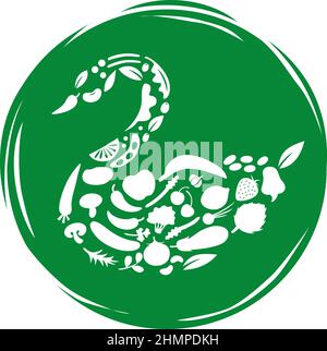 Gemüseset in Form Eines Schwans Stock Vektor