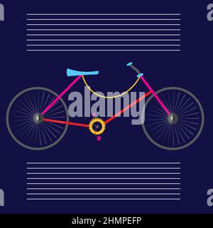 Fahrrad-Vektor-Design, minimalistisches und buntes Fahrrad, moderne einfache Fahrrad-Illustration mit dunkelblauem Hintergrund Stock Vektor