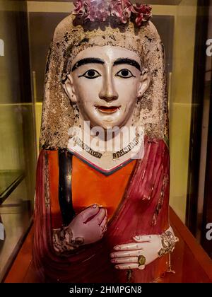 Kairo, Ägypten - 17. Dezember 2021: Detail aus dem Ägyptischen Museum in Kairo, Ägypten. Es wurde 1902 gegründet und hat mehr als 120,000 antike ägyptische Gegenstände Stockfoto