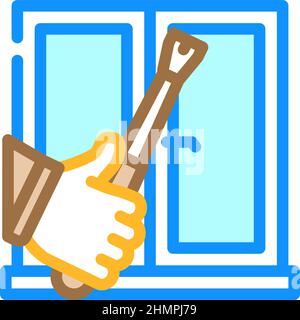 Fensterrahmen Reparatur Farbe Symbol Vektor Illustration Stock Vektor