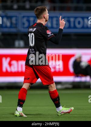 Rotterdam, Niederlande. 11th. Februar 2022. ROTTERDAM, NIEDERLANDE - 11. FEBRUAR: Reuven Niemijer von Excelsior Rotterdam feiert sein Ziel während des Keuken Kampioen Divisie-Spiels zwischen Excelsior Rotterdam und Jong Ajax im Van Donge & De Roo Stadion am 11. Februar 2022 in Rotterdam, Niederlande (Foto: Herman Dingler/Orange Picles) Quelle: Orange Pics BV/Alamy Live News Stockfoto