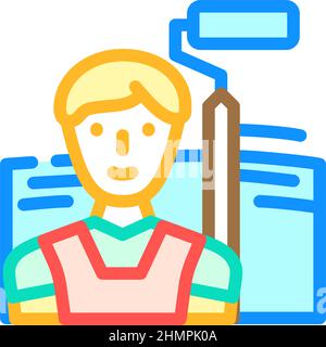 Maler Mann Farbe Symbol Vektor Illustration Stock Vektor
