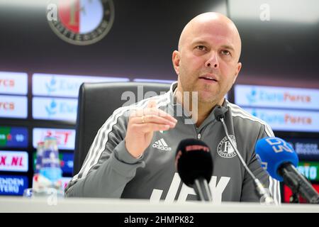 Rotterdam, Niederlande. 11th. Februar 2022. Rotterdam - Feyenoord Trainer Arne Slot während der Pressekonferenz zwischen dem 11. Februar 2022 in Rotterdam, Niederlande. (Box to Box Pictures/Tom Bode) Credit: Box to Box pictures/Alamy Live News Stockfoto