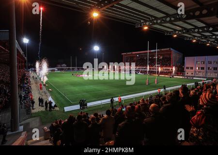 Kingston upon Hull, Großbritannien. 11th. Februar 2022. Hull KR und Wigan gehen für das Spiel in Kingston upon Hull, Vereinigtes Königreich am 2/11/2022. (Foto von Mark Cosgrove/News Images/Sipa USA) Quelle: SIPA USA/Alamy Live News Stockfoto