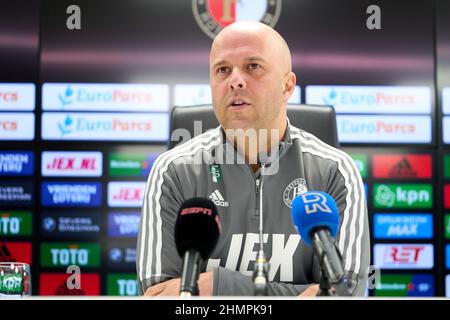 Rotterdam, Niederlande. 11th. Februar 2022. Rotterdam - Feyenoord Trainer Arne Slot während der Pressekonferenz zwischen dem 11. Februar 2022 in Rotterdam, Niederlande. (Box to Box Pictures/Tom Bode) Credit: Box to Box pictures/Alamy Live News Stockfoto