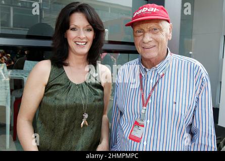 Monza, Italien. 09th September 2012. Monza, Italien - 09. September 2012: FIA Formel 1-Weltmeisterschaft im Autodromo di Monza mit tanja Bauer und Racing Legend Niki Lauda, F1, Motorsport, Mandoga Media Deutschland Credit: dpa/Alamy Live News Stockfoto