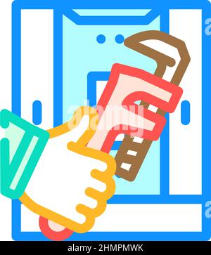 Duschwanne repariert Farbe Symbol Vektor Illustration Stock Vektor