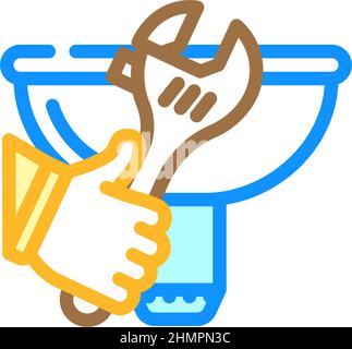 Abbildung des Farbsymbols für die Reparatur von Spülbecken Stock Vektor