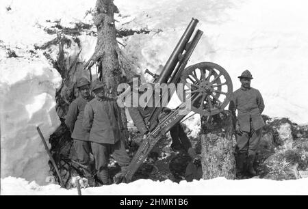 Prima Guerra Mondiale - Fronte Italiano - Monte Fiara - Vicenza - 1. Reggimento Artiglieria Alpini Regio Esercito Italiano Stockfoto