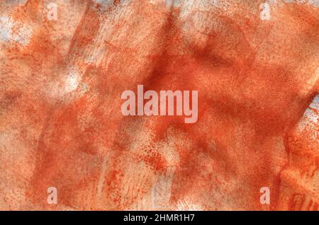 Handbemalte Textur aus zerknittertem Papier. Abstrakter Hintergrund, Aquarellmalerei mit Spritzern Farbtropfen verschmiert. Design für Hintergründe, Tapeten, Umschläge und Verpackungen, Geschenkpapier. Stockfoto