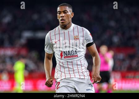 Sevilla, Spanien. 11th. Februar 2022. Anthony Martial von Sevilla CF beim La Liga Santader Spiel zwischen Sevilla CF und Elche CF bei Ramon Sanchez Pizjuan in Sevilla, Spanien, am 11. Februar 2022. (Bild: © Jose Luis Contreras/DAX via ZUMA Press Wire) Bild: ZUMA Press, Inc./Alamy Live News Stockfoto