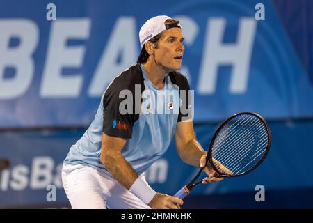 Delray Beach, FL, USA. 11th. Februar 2022. Tommy Haas (GER) während der ATP Champions, Legends Tour bei den Delray Beach Open 2022 von Vitacost.com. Kredit: Yaroslav Sabitov/YES Market Media/Alamy Live Nachrichten. Stockfoto