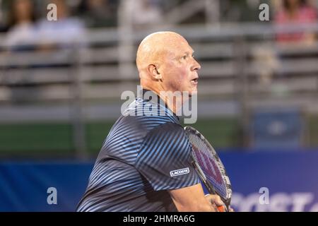 Florida, USA. 11th. Februar 2022. Bob Bryan, Mike Bryan gegen Luke Jensen, Wayne Ferreira während ATP Champions, Legends Tour bei den Delray Beach Open 2022 von Vitacost.com Credit: Yaroslav Sabitov/YES Market Media/Alamy Live News Stockfoto