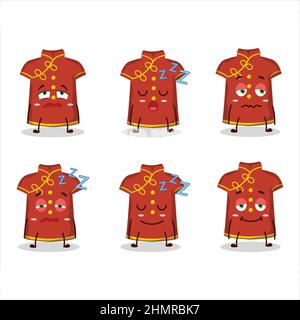 Cartoon-Charakter der roten Kleidung Kinder chinesische Frau mit einem schwörigen Ausdruck. Vektorgrafik Stock Vektor
