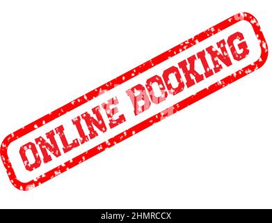 Online Buchungsstempel rot grunge Gummistempel auf weißem Hintergrund. Online Buchungsstempel Zeichen. Online Buchungsstempel Zeichen. Stockfoto