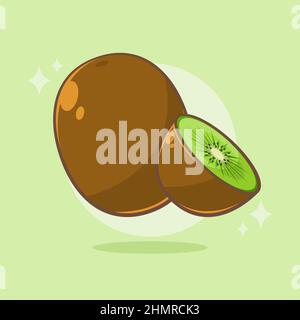 Frische Kiwi Obst Cartoon Illustration Stock Vektor