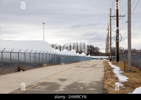 In der Windturbinenschaufelfabrik von Siemens Gamesa in Fort Madison, Iowa, wurde im Februar 2022 ein Personalabbau angekündigt. Stockfoto