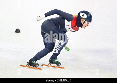 Peking, China. 12th. Februar 2022. PEKING, CHINA - 11. FEBRUAR: Xandra Velzeboer aus den Niederlanden tritt am 11. Februar 1000m 2022 im Capitol Indoor Skating in Peking, China, beim Halbfinale der Frauen während der Olympischen Spiele 2022 an (Foto von Iris van den Broek/Orange Picics) NOCNSF Credit: Orange Pics BV/Alamy Live News Stockfoto