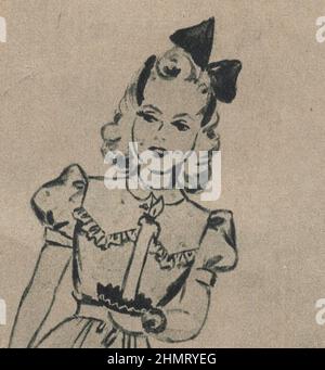 Weltkrieg ii, Werbung, historisch, Grafik-Design, Illustration, Ephemra, 1940s Modemagazin, Bekleidung, Publikation, 1940s, 1943 Zeitschrift, 20th Jahrhundert, Archiv, Kunstwerk, Design, Grafik, Kulturerbe, Geschichte, l ayout, Nostalgie, Kleidung, Damen, Dame, Zeitschrift, Stil, Stil Zeitschrift, Werbung, Anzeigen, Werbung, Werbung, Werbung, Mantel, Mäntel, weiblich, weiblich, Kleidung, Veröffentlicht, Typografie, Küche, Krieg, war Food, Monochrom, Druck, gedruckt, europa, europäisch, stricken, Dressmaking, Muster. ADDITIONAL-RIGHTS-CLEARANCE-INFO-NOT-AVAILABLE Stockfoto