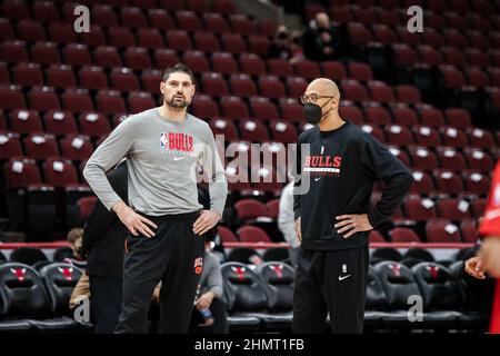 Chicago, USA. 11th. Februar 2022. Nikola Vucevic #9, Chicago Bulls vor dem Spiel am 11. Februar 2021 im United Center Shaina Benhiyoun/SPP Kredit: SPP Sport Pressefoto. /Alamy Live News Stockfoto