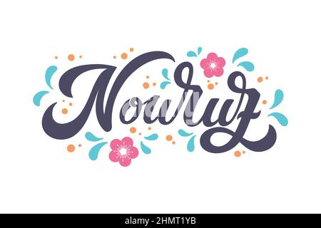 Nowruz Urlaub Vektor Design-Elemente. Novruz persische Neujahrskomposition. Handgeschriebene Schriftzüge. Stock Vektor