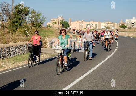 marcha ciclista beliebt a las piquetes des Pèlec, Llucmajor, Mallorca, balearen, Spanien Stockfoto