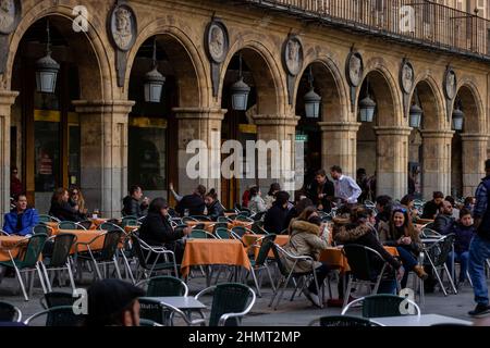 plaza Mayor, construida en el año 1729 al 1756, estilo barroco, Salamanca, comunidad autónoma de Castilla y León, Spanien Stockfoto