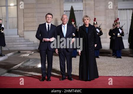 Paris, Frankreich, der 11th. februar 2022, Arbeitsessen zwischen Frau und Herrn Macron, Präsident der französischen Republik, und Marcello Rebelo de Soussa, Präsident der Portugiesischen Republik, François Loock/alamy Credit: Loock François/Alamy Live News Stockfoto