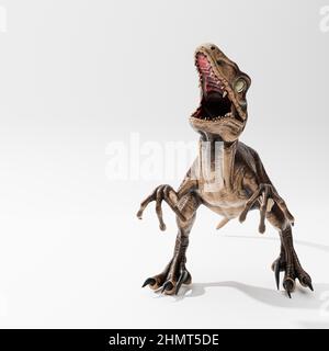 velociraptor isoliert auf weißem Hintergrund 3D Abbildung Stockfoto