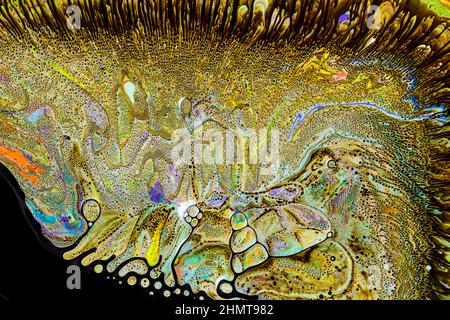 Abstrakte KUNST. Natürlicher Luxus. Der Stil umfasst die Wellen von Achat. Sehr schöne Farbe mit Zusatz von Ferrofluid Stockfoto
