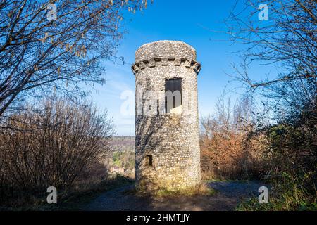 Broadwoods Folly oder Tower on Box Hill, Surrey, England, Großbritannien Stockfoto