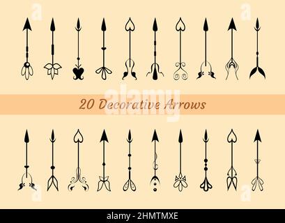 Kunstvolle, handgezeichnete schwarze Pfeile. Set von modernen Vektor-Cursor-Elemente für Drucke, Dekoration Stock Vektor