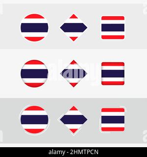 Thailand Flagge Symbole gesetzt, Vektor-Flagge von Thailand. Drei Versionen von Icon. Stock Vektor