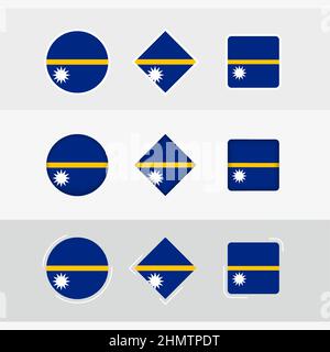 Nauru Markensymbole gesetzt, Vektorflagge von Nauru. Drei Versionen von Icon. Stock Vektor